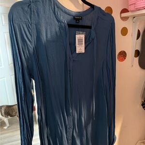 Torrid Teal Long Sleeve Blouse